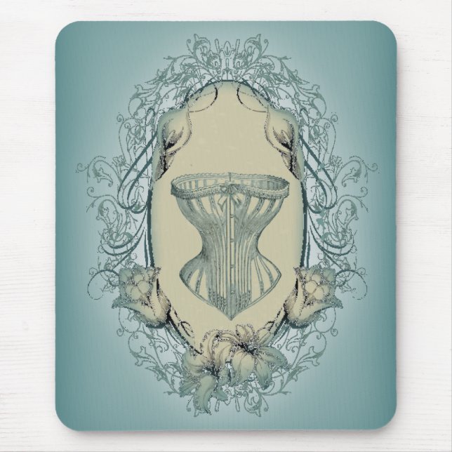 Mousepad biampunk victorian floral wreath corset (Frente)