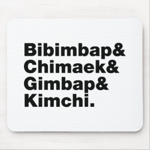 Mousepad Bibimbap & Chimaek & Gimbap & Kimchi. Comidas core