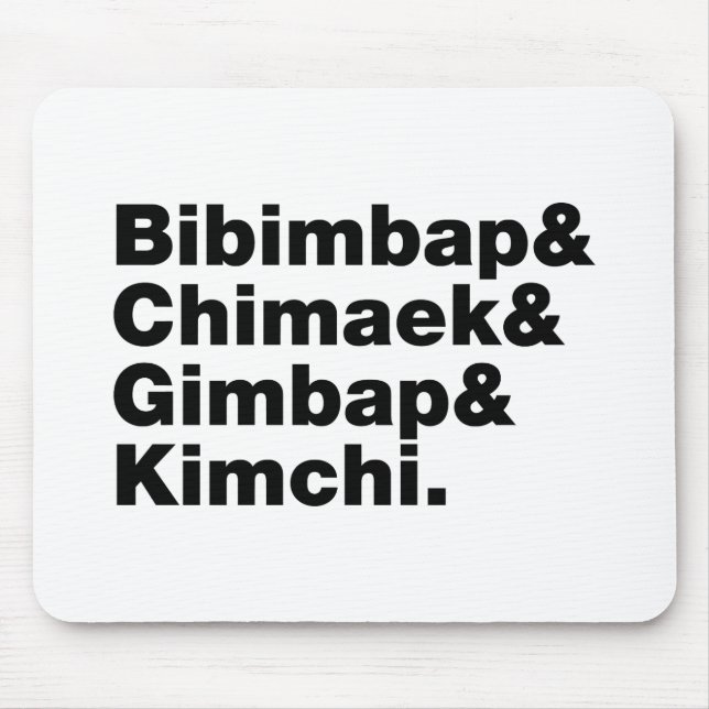 Mousepad Bibimbap & Chimaek & Gimbap & Kimchi. Comidas core (Frente)