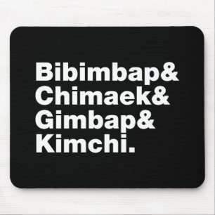 Mousepad Bibimbap & Chimaek & Gimbap & Kimchi. Comidas core