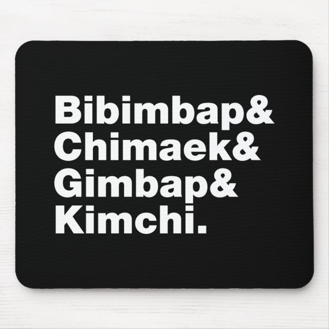 Mousepad Bibimbap & Chimaek & Gimbap & Kimchi. Comidas core (Frente)