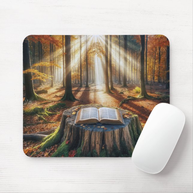 Mousepad Bíblia Aberta Na Árvore De Outono (Com mouse)