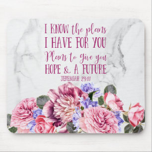 Mousepad Bíblia Cristã Verso Cor de Água Rosa Floral