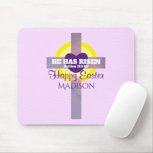 Mousepad Bíblia Cruzada do felz pascoa Verso Nome Personali