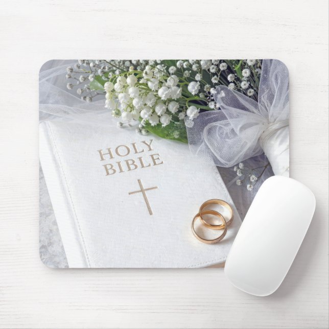 Mousepad Bíblia de Casamento com Buquê de Lírio do Vale (Com mouse)