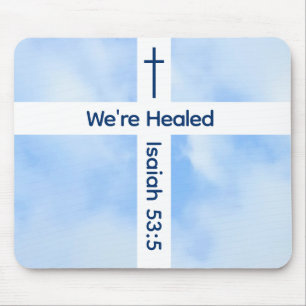 Mousepad Bíblia de cruz verde-cristã azul-claro