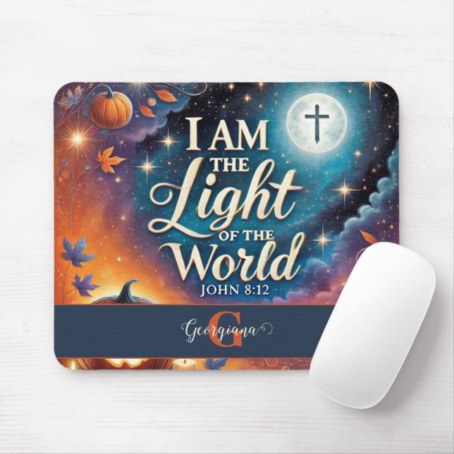 Mousepad Bíblia de Halloween Cristão Vibrante Monograma Ver (Com mouse)