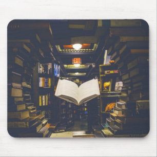 Mousepad Biblioteca Livros Prateleiras Abrir Livro Lido