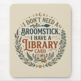 Mousepad Bibliotecária Bruxa Cartão de Biblioteca Amante de