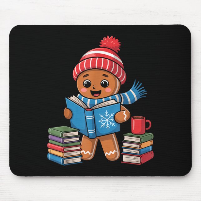 Mousepad Bicho-Papão de Natal Gingerbread Lendo Livros Dive (Frente)