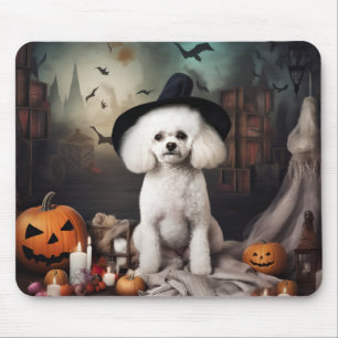 Mousepad Bichon Frise Abóboras Halloween Assustador