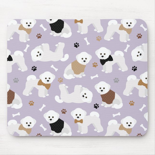 Mousepad Bichon Frise Bones e patas Roxo (Frente)
