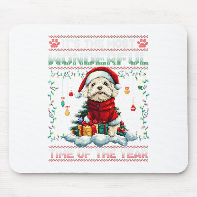 Mousepad Bichon Frise das Árvores de Natal (Frente)