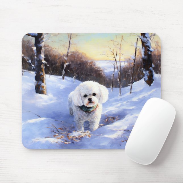 Mousepad Bichon Frise Deixe Nevar Natal (Com mouse)