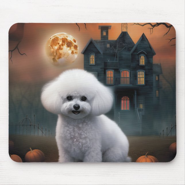 Mousepad Bichon Frise Halloween Scary (Frente)