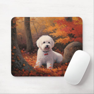 Mousepad Bichon Frise nas Folhas do outono Cai Inspire