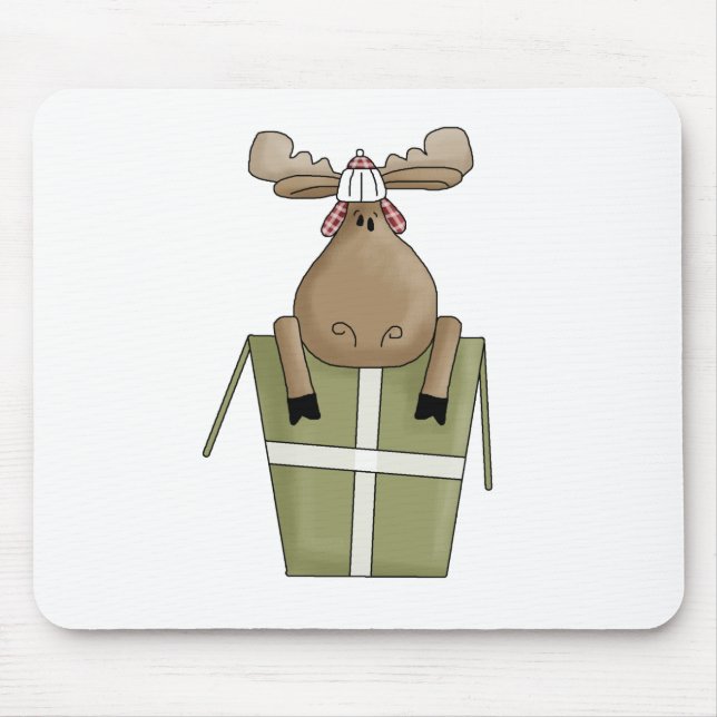 Mousepad Bichos do Natal · Alces & caixa de presente (Frente)