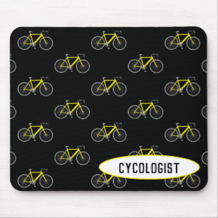 Mousepad bicicleta amarela cicologista a preto