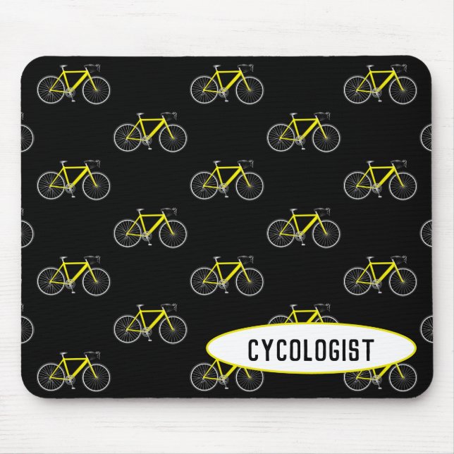 Mousepad bicicleta amarela cicologista a preto (Frente)