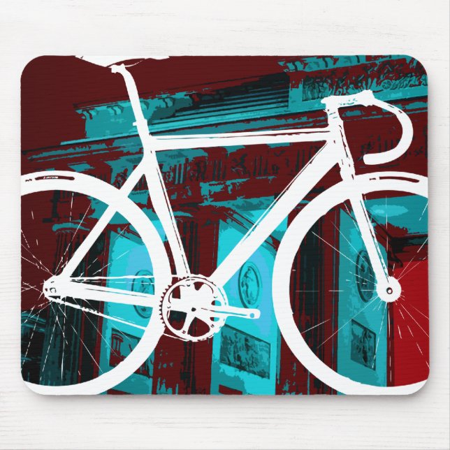 Mousepad Bicicleta Berlim da trilha - azul vermelho (Frente)