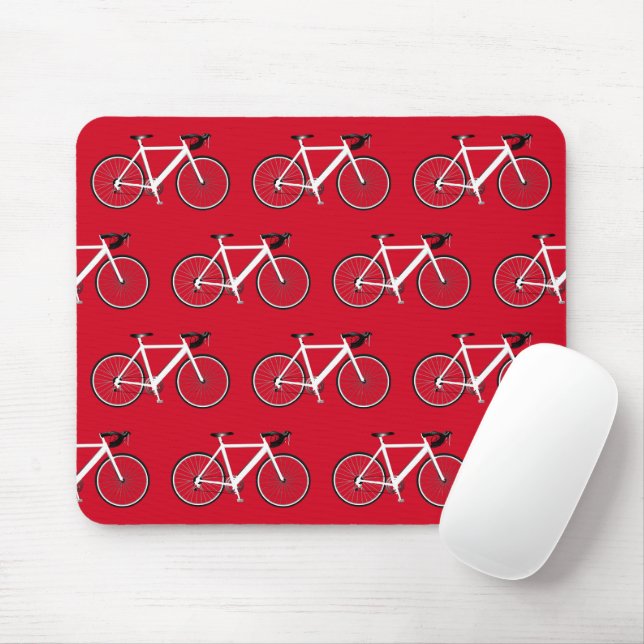 Mousepad Bicicleta Branca Em Vermelho  (Com mouse)