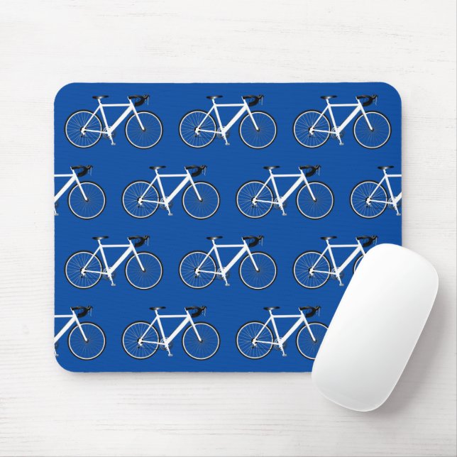 Mousepad Bicicleta Branca No Suporte Azul Do Mouse (Com mouse)