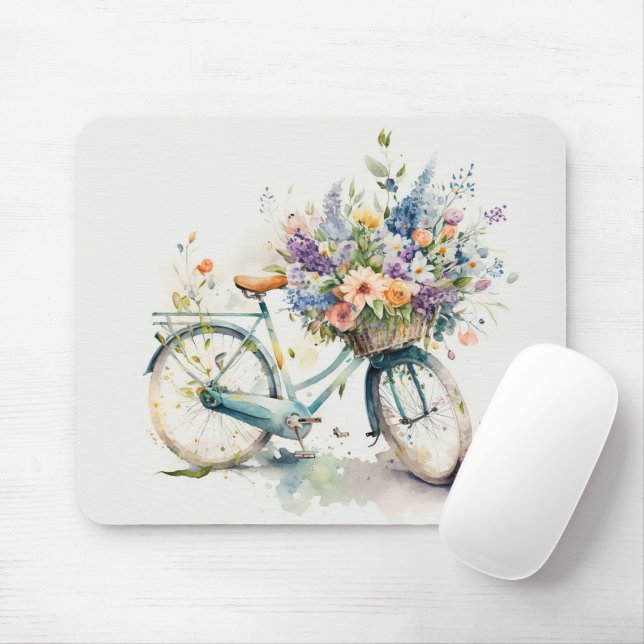 Mousepad Bicicleta Com Cesta De Flor (Com mouse)