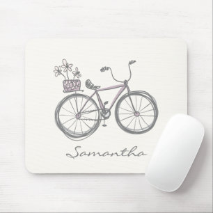 Mousepad Bicicleta em Lilac   Nome Personalizado