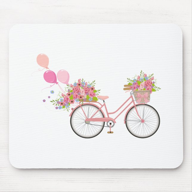 Mousepad Bicicleta Rosa Whimsical (Frente)