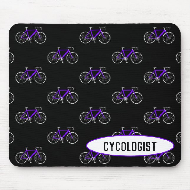 Mousepad bicicleta roxa cicologista a preto (Frente)