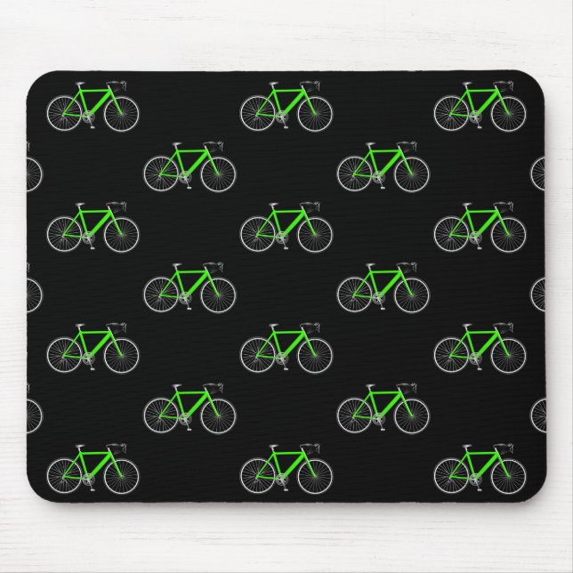 Mousepad bicicleta verde a preto (Frente)