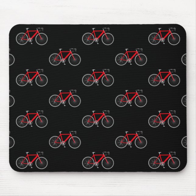 Mousepad bicicleta vermelha a preto (Frente)