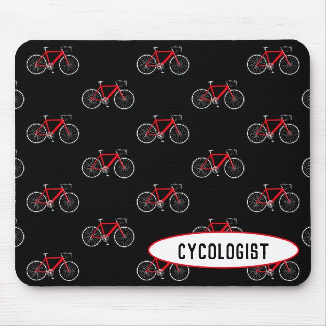 Mousepad bicicleta vermelha do cicologista a preto (Frente)