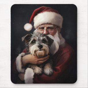 Mousepad Biewer Terrier com Papai Noel Natal Festivo