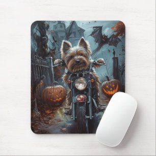 Mousepad Biewer Terrier Dirigindo Motocicleta Assustador de