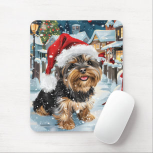 Mousepad Biewer Terrier Dog Winter Wonderland Natal Joy