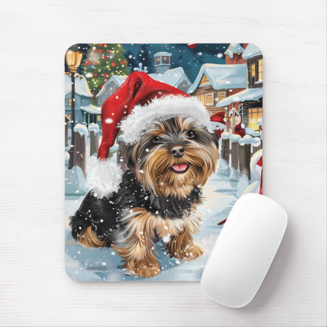 Mousepad Biewer Terrier Dog Winter Wonderland Natal Joy (Com mouse)