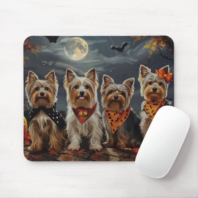 Mousepad Biewer Terrier Halloween Spooky (Com mouse)