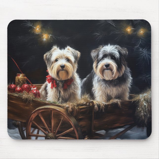 Mousepad Biewer Terrier Snowy Sleigh Decor de Natal (Frente)