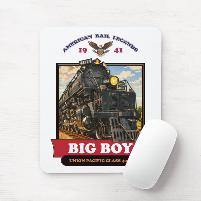 Mousepad Big Boy 4014 Steam Locomotive Retro Illustration (Com mouse)