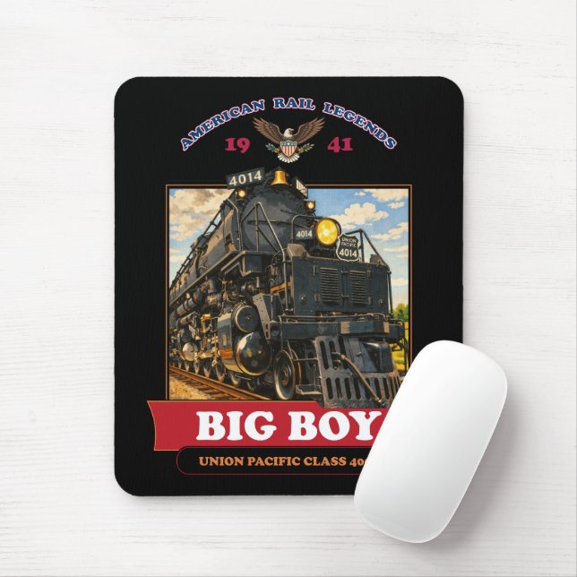 Mousepad Big Boy 4014 Steam Locomotive Vintage Illustration (Com mouse)