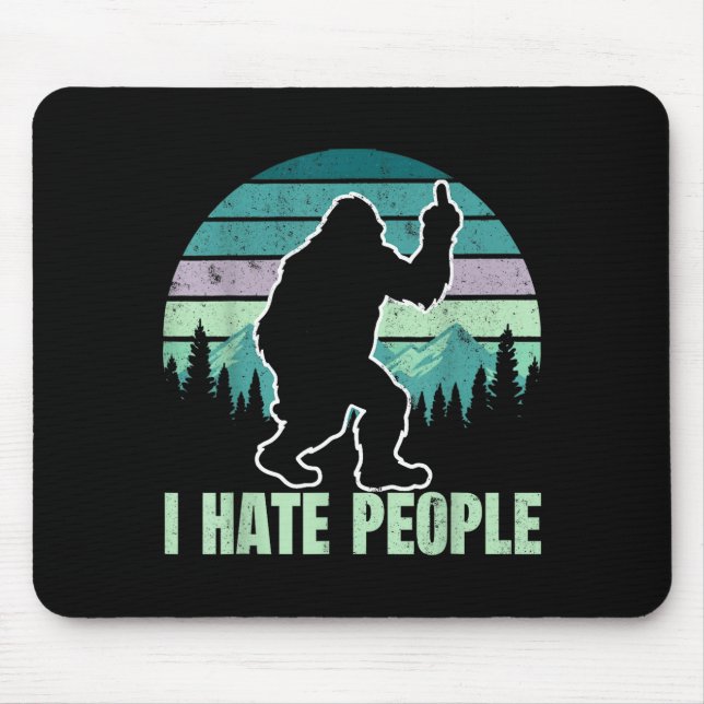 Mousepad Big Foot I Hate People Middle Finger Sasquatch Ret (Frente)