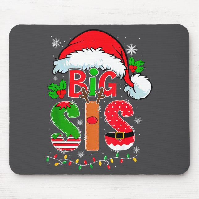 Mousepad Big Sis Santa Hat New Big Sister Announcement Xmas (Frente)