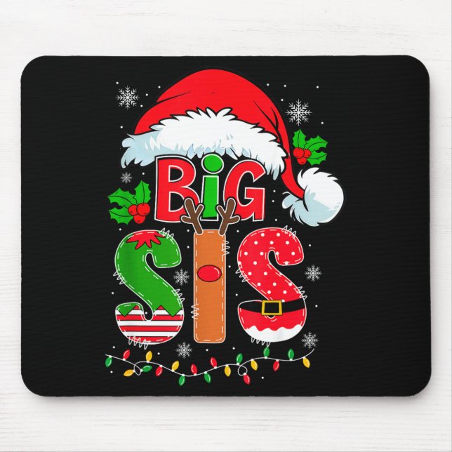 Mousepad Big Sis Santa Hat New Big Sister Announcement Xmas (Frente)