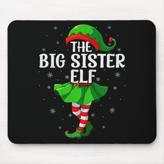 Mousepad Big Sister Elf Christmas Girls Women Elf Squad Xma (Frente)