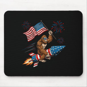 Mousepad Bigfoot 4 de Julho Patriótico Sasquatch Fogos de A