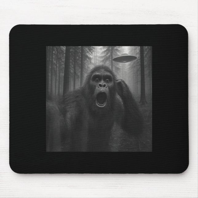 Mousepad Bigfoot Alien Ufo Selfie Funny Sasquatch Meme Men  (Frente)