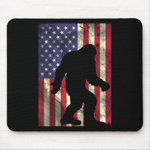 Mousepad Bigfoot Americano Flag Memorial Day Sasquatch Pa