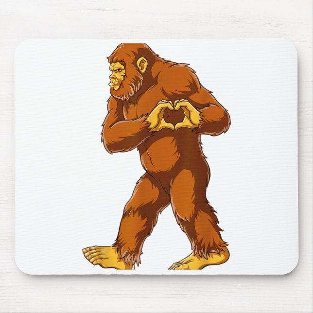 Mousepad Bigfoot Heart Hands Funny Sasquatch Lover Valentin (Frente)
