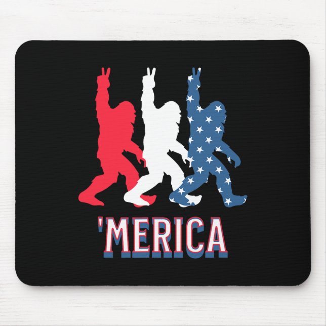 Mousepad Bigfoot Mérica Red White Blue Peace Sinal 4° De Ju (Frente)